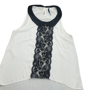 Love Culture women's size Medium Cream & Black sleeveless top